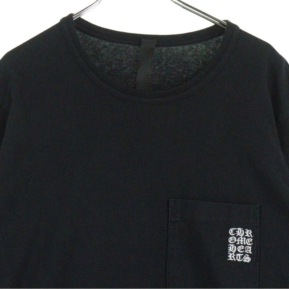CHROME HEARTS(クロムハーツ) YNOT L/S TEE フロントロゴ刺繍 袖CHクロス刺繍 クルーネック 長袖Tシャツ ブラック
