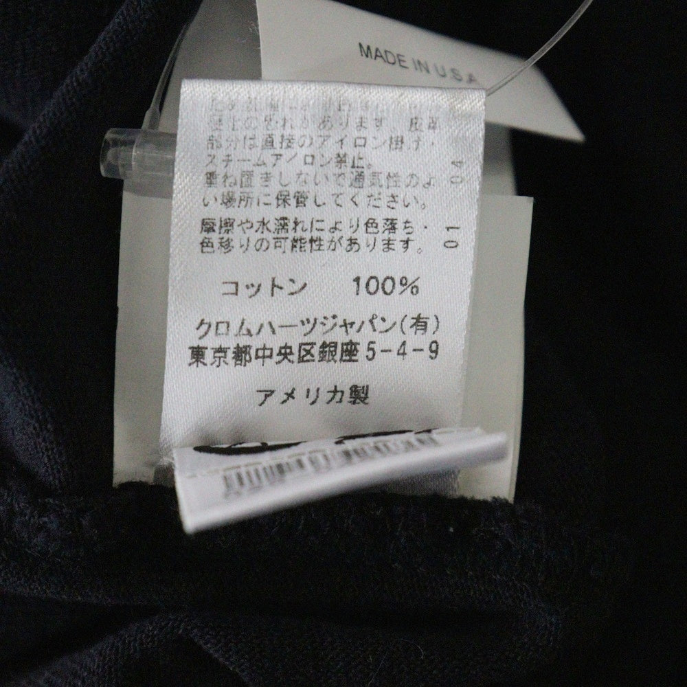 CHROME HEARTS(クロムハーツ) YNOT L/S TEE フロントロゴ刺繍 袖CHクロス刺繍 クルーネック 長袖Tシャツ ブラック