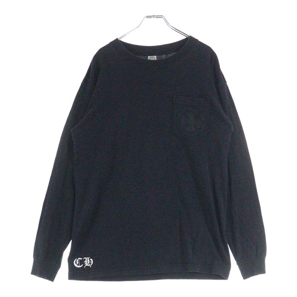 CHROME HEARTS(クロムハーツ) CH PLUS フロントCHプラスプリント クルーネック 長袖Tシャツ ブラック