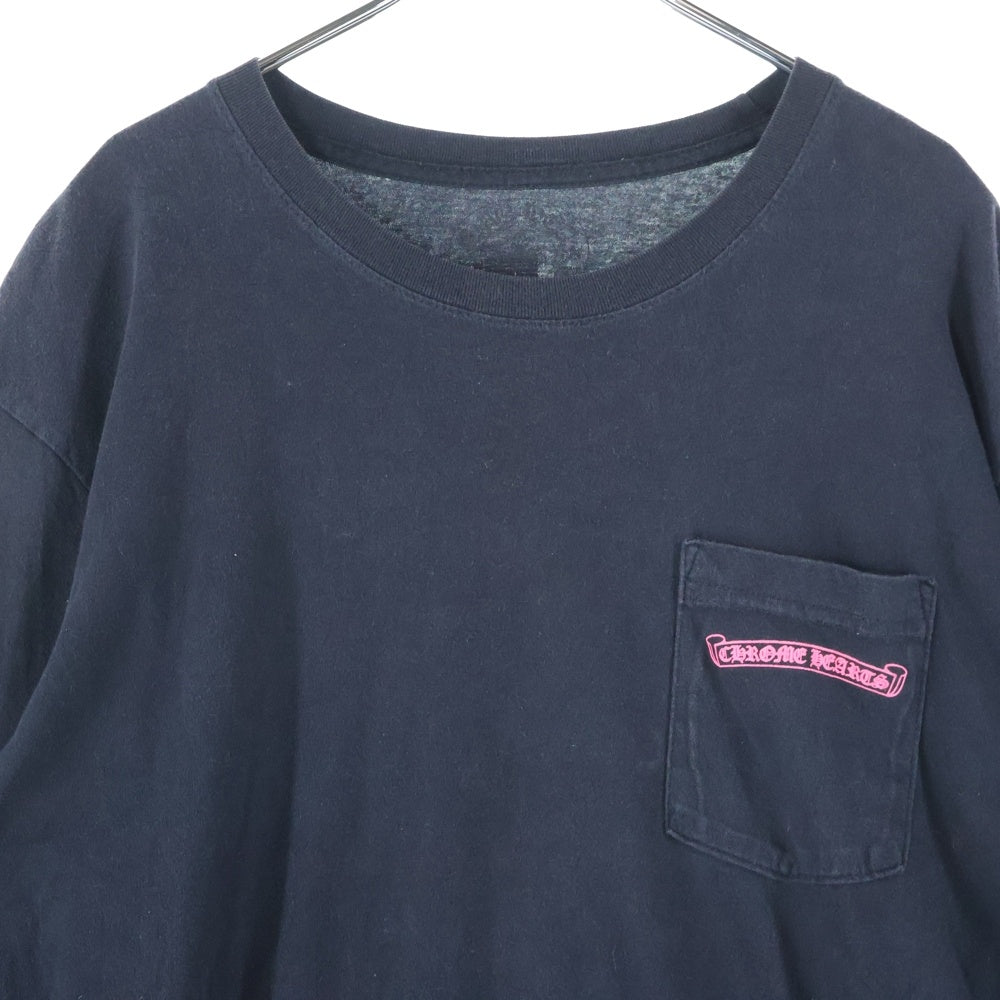 CHROME HEARTS(クロムハーツ) NEON STRIPE LOGO ネオンストライプロゴプリント クルーネック 長袖Tシャツ ブラック