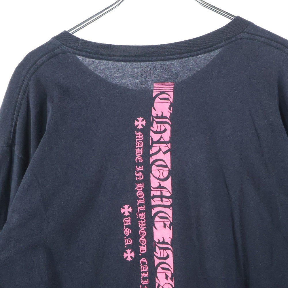 CHROME HEARTS(クロムハーツ) NEON STRIPE LOGO ネオンストライプロゴプリント クルーネック 長袖Tシャツ ブラック