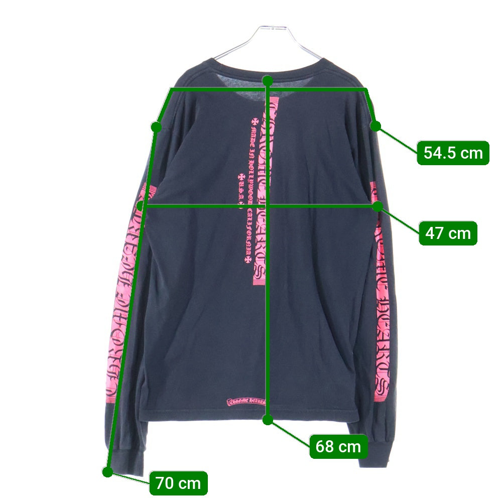 CHROME HEARTS(クロムハーツ) NEON STRIPE LOGO ネオンストライプロゴプリント クルーネック 長袖Tシャツ ブラック