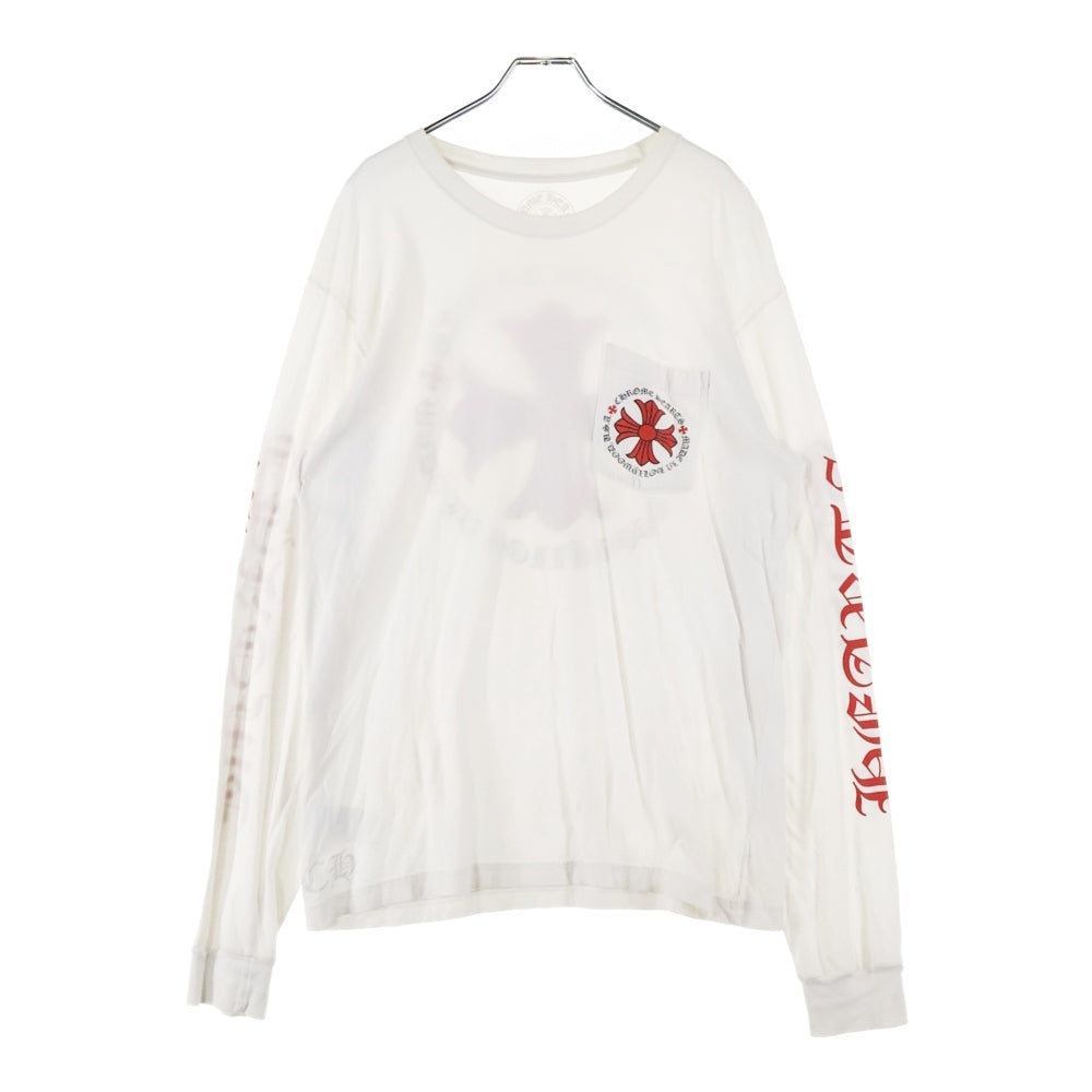 CHROME HEARTS(クロムハーツ) CH PLUS フロントCHプラスプリント クルーネック 長袖Tシャツ ホワイト