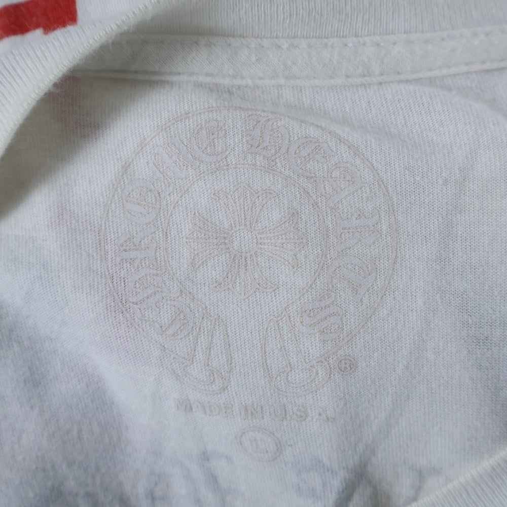 CHROME HEARTS(クロムハーツ) CH PLUS フロントCHプラスプリント クルーネック 長袖Tシャツ ホワイト