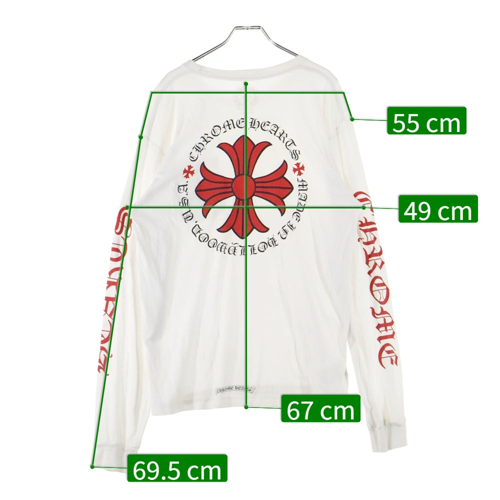 CHROME HEARTS(クロムハーツ) CH PLUS フロントCHプラスプリント クルーネック 長袖Tシャツ ホワイト