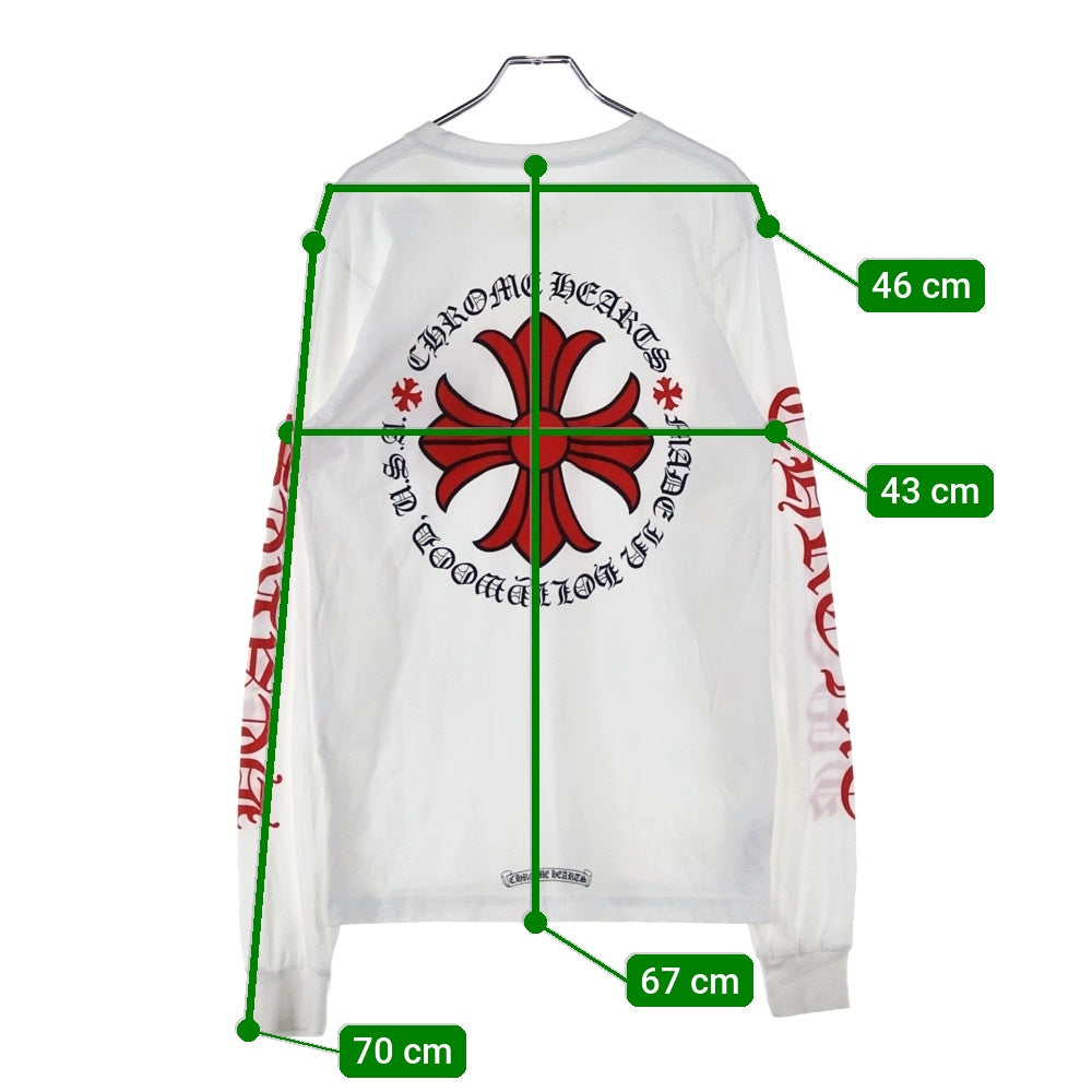 CHROME HEARTS(クロムハーツ) CH PLUS フロントCHプラスプリント クルーネック 長袖Tシャツ ホワイト