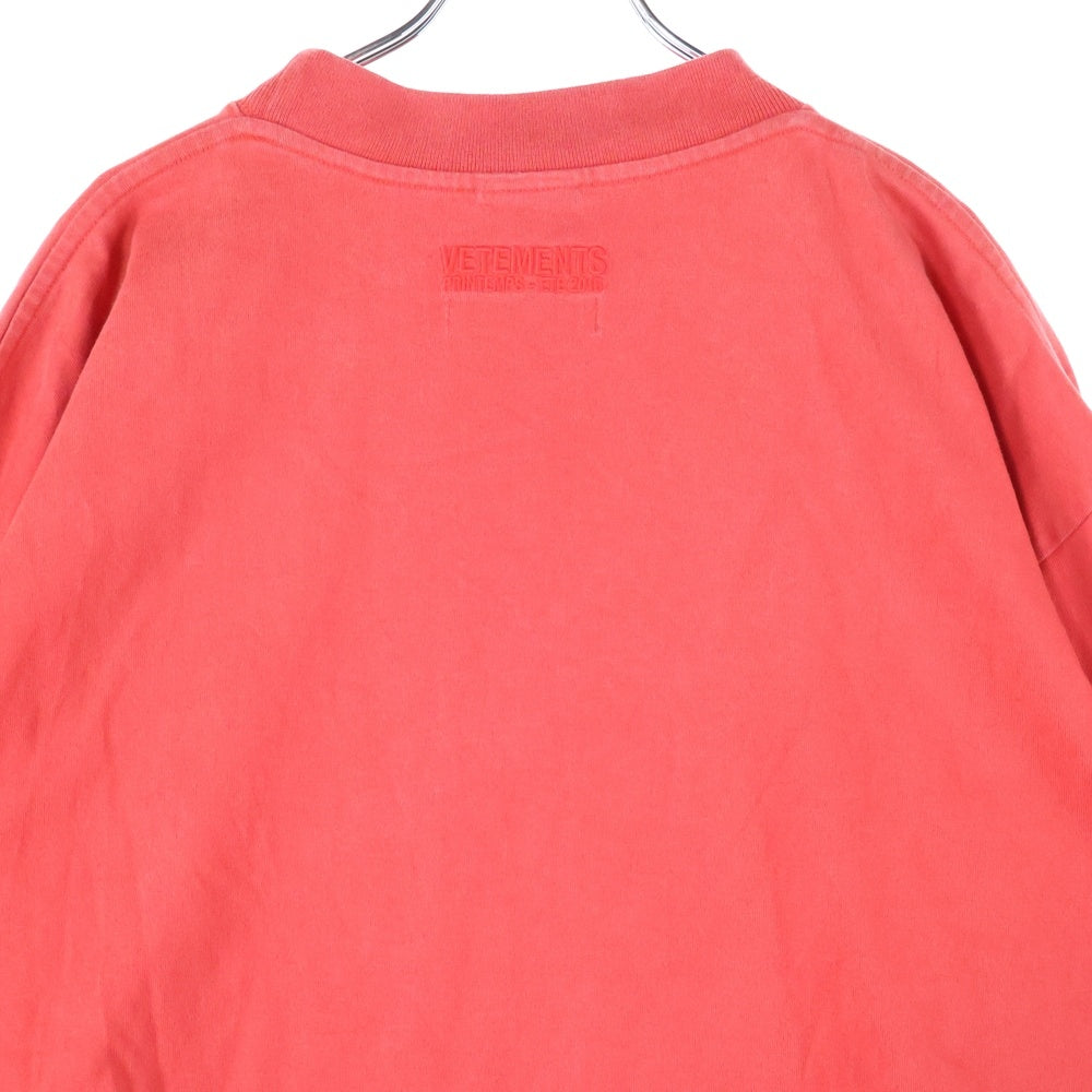 VETEMENTS(ヴェトモン) 18SS ×Tommy Hilfiger トミーヒルフィガー フロントプリント ロングスリーブカットソー 長袖Tシャツ レッド