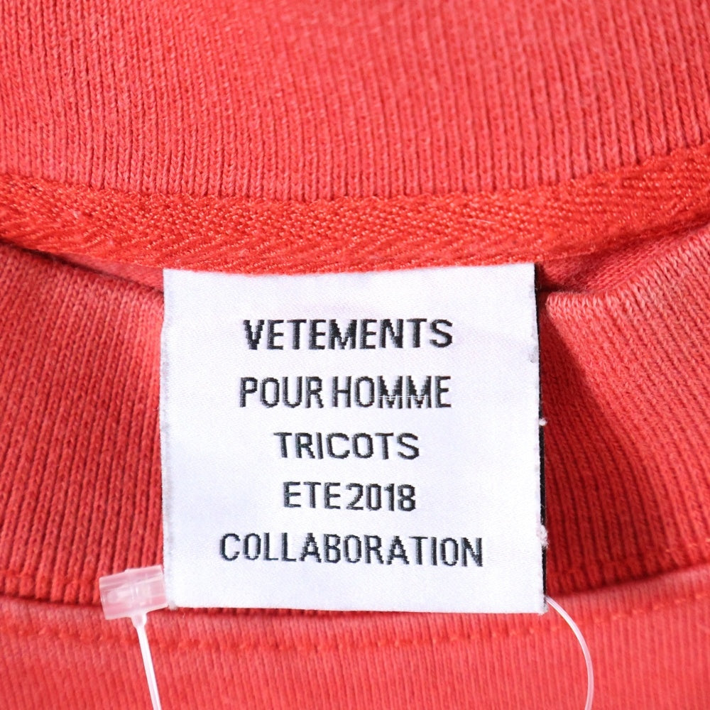VETEMENTS(ヴェトモン) 18SS ×Tommy Hilfiger トミーヒルフィガー フロントプリント ロングスリーブカットソー 長袖Tシャツ レッド