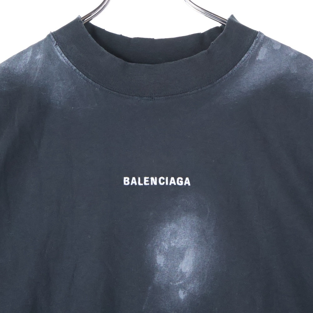 BALENCIAGA(バレンシアガ) Medium Fit T-Shirt ミディアム フィット Tシャツ 半袖カットソー ダメージ加工 ブラック