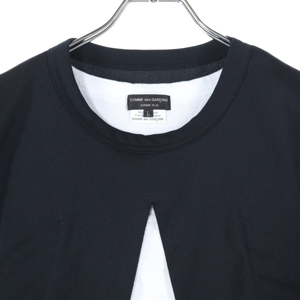 COMME des GARCONS HOMME PLUS(コムデギャルソンオムプリュス) 24AW 2枚仕立て レイヤード Tシャツ 半袖カットソー ブラック/ホワイト PN-T014