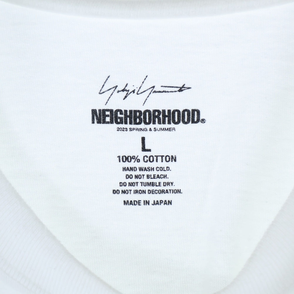 Yohji Yamamoto(ヨウジヤマモト) 23SS ×NEIGHBORHOOD YN.CREWNECK SS-2 TEE ネイバーフッド クルーネックTシャツ 半袖カットソー ホワイト HZ-T62-287
