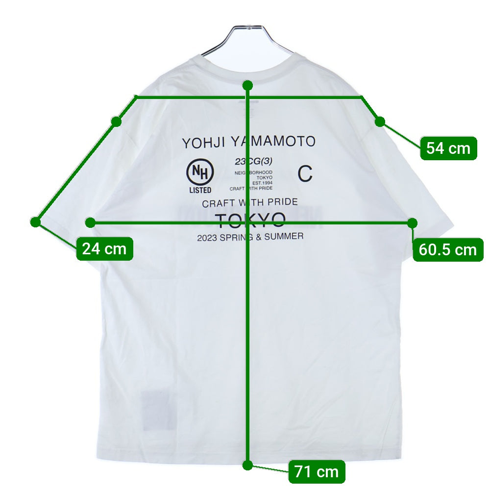 Yohji Yamamoto(ヨウジヤマモト) 23SS ×NEIGHBORHOOD Front Logo S/S ネイバーフッド 半袖Tシャツ ホワイト HZ-T61-286