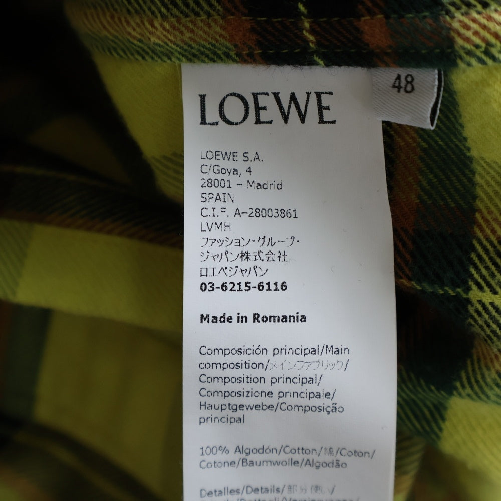 LOEWE(ロエベ) 21AW H526Y05X07 CHECK OVERSIZED SHIRTS チェック ジップアップ オーバーサイズ 長袖シャツ イエロー