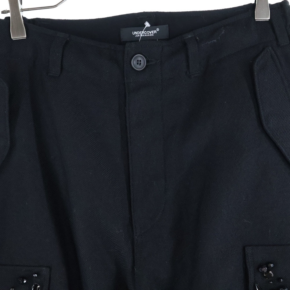 UNDERCOVER(アンダーカバー) 23AW ビーズ装飾 ウールカーゴパンツ ブラック UC2C4513