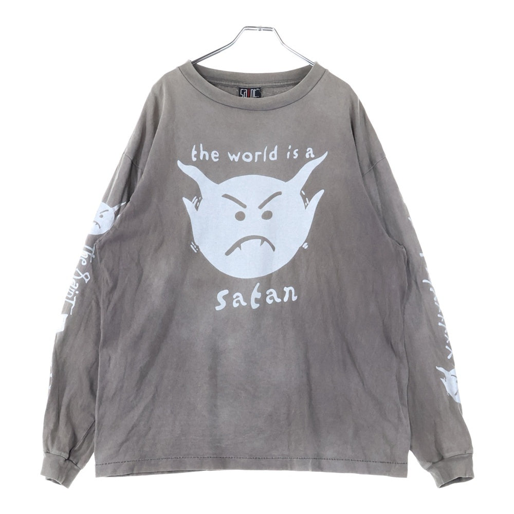 SAINT MICHAEL(セントマイケル) SM-A21-0000-025 AW21 LS TEE_SATAN ヴィンテージ加工ロングスリーブ 長袖Tシャツ カットソー グレー