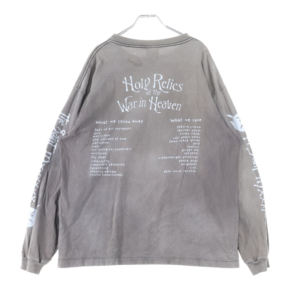 SAINT MICHAEL(セントマイケル) SM-A21-0000-025 AW21 LS TEE_SATAN ヴィンテージ加工ロングスリーブ 長袖Tシャツ カットソー グレー