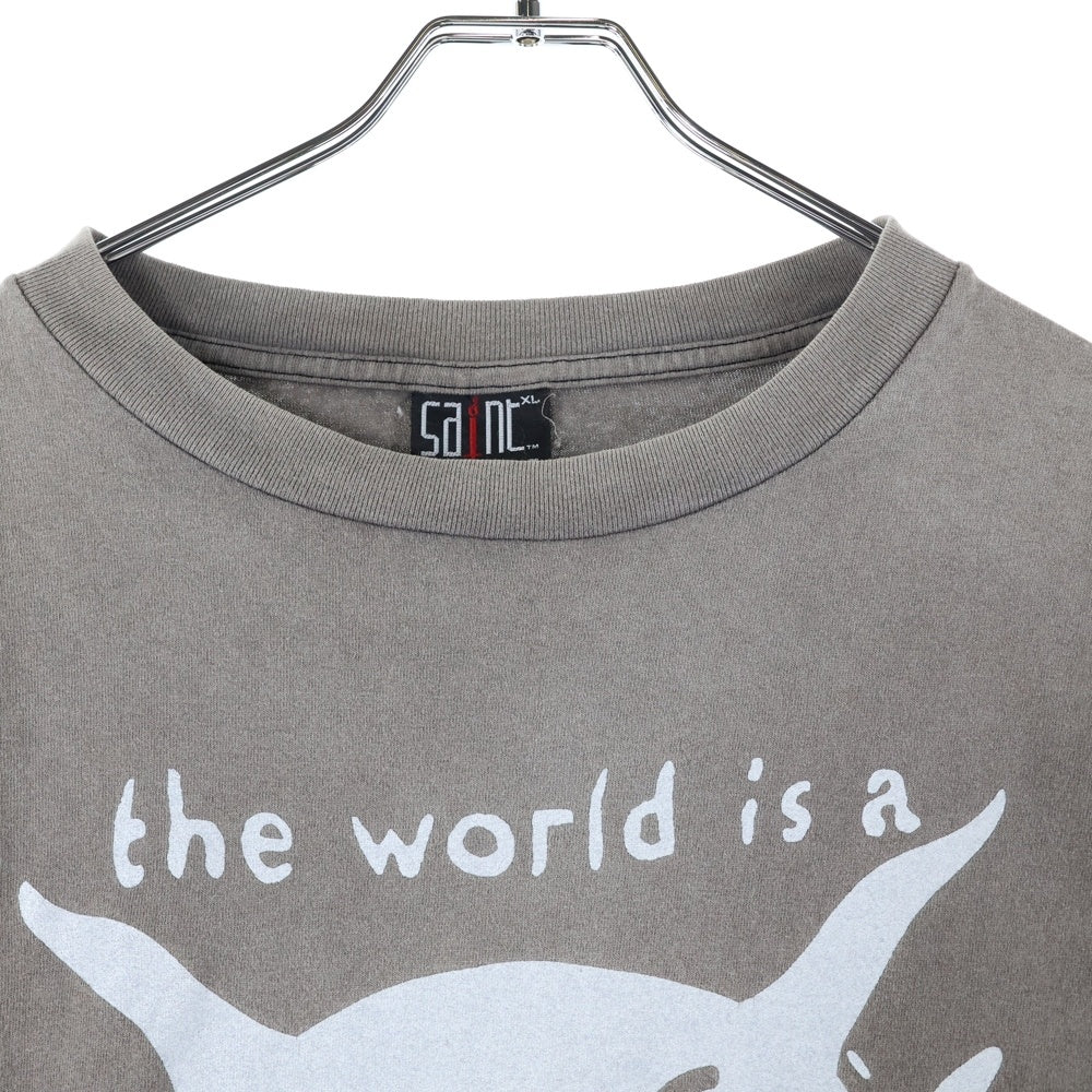 SAINT MICHAEL(セントマイケル) SM-A21-0000-025 AW21 LS TEE_SATAN ヴィンテージ加工ロングスリーブ 長袖Tシャツ カットソー グレー