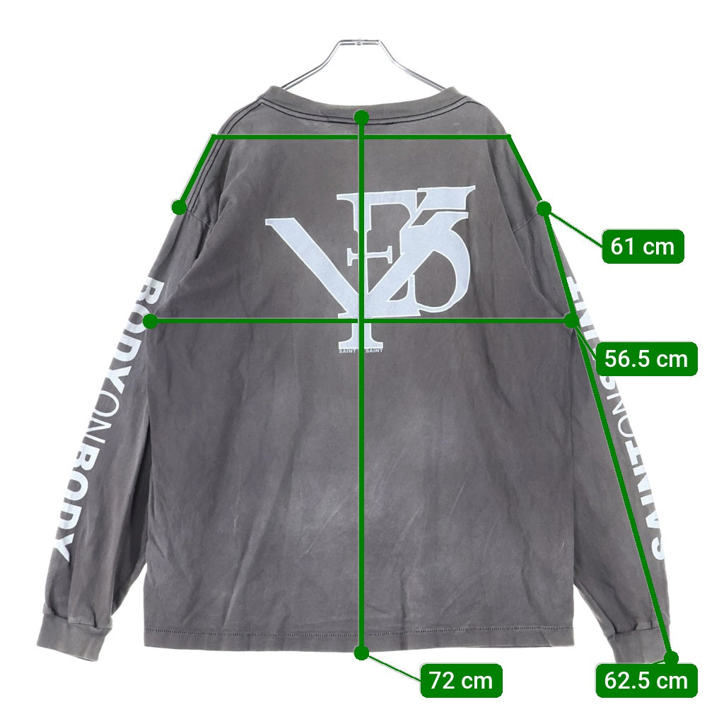 SAINT MICHAEL(セントマイケル) SM-A21-0000-022 21AW STMYES LS TEE ヴィンテージ加工 ロングスリーブ カットソー 長袖Tシャツ グレー