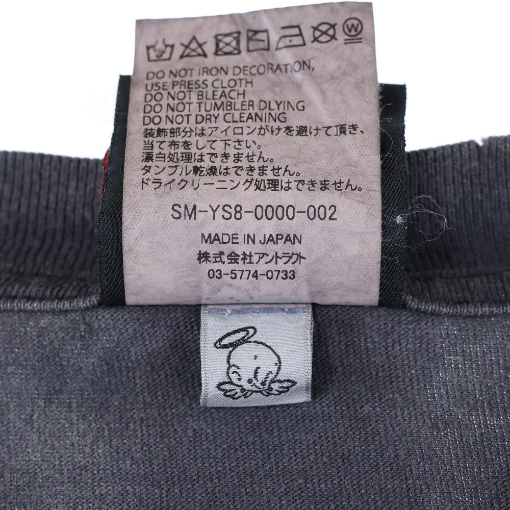 SAINT MICHAEL(セントマイケル) SM-YS8-0000-002 24SS TEE ON EARTH Tシャツ カットソー 半袖 プリント ヴィンテージ加工 ブラック
