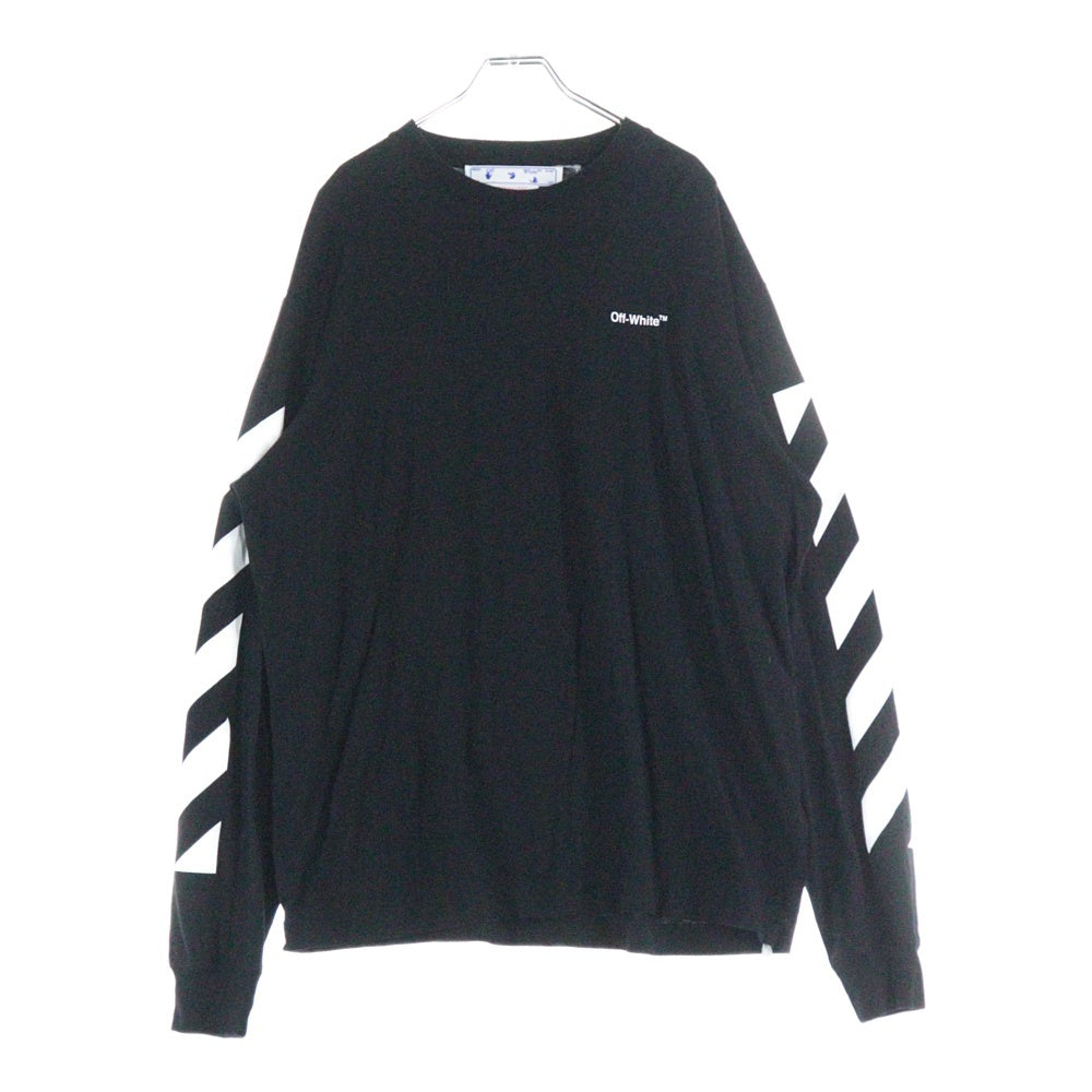 OFF-WHITE(オフホワイト) Longsleeve With Logo Print 袖プリント クルーネック 長袖Tシャツ ブラック OMAB064C99JER001