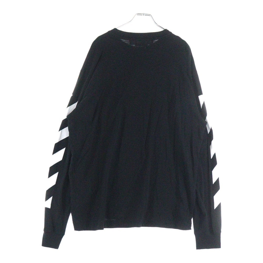 OFF-WHITE(オフホワイト) Longsleeve With Logo Print 袖プリント クルーネック 長袖Tシャツ ブラック OMAB064C99JER001