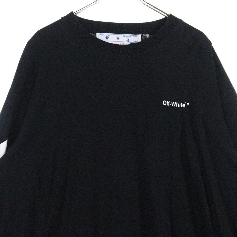 OFF-WHITE(オフホワイト) Longsleeve With Logo Print 袖プリント クルーネック 長袖Tシャツ ブラック OMAB064C99JER001