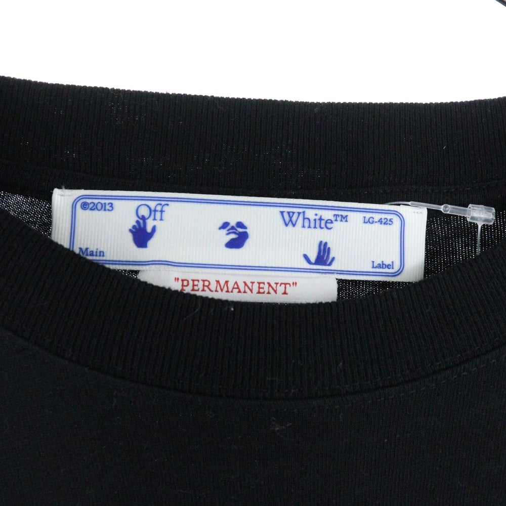 OFF-WHITE(オフホワイト) Longsleeve With Logo Print 袖プリント クルーネック 長袖Tシャツ ブラック OMAB064C99JER001