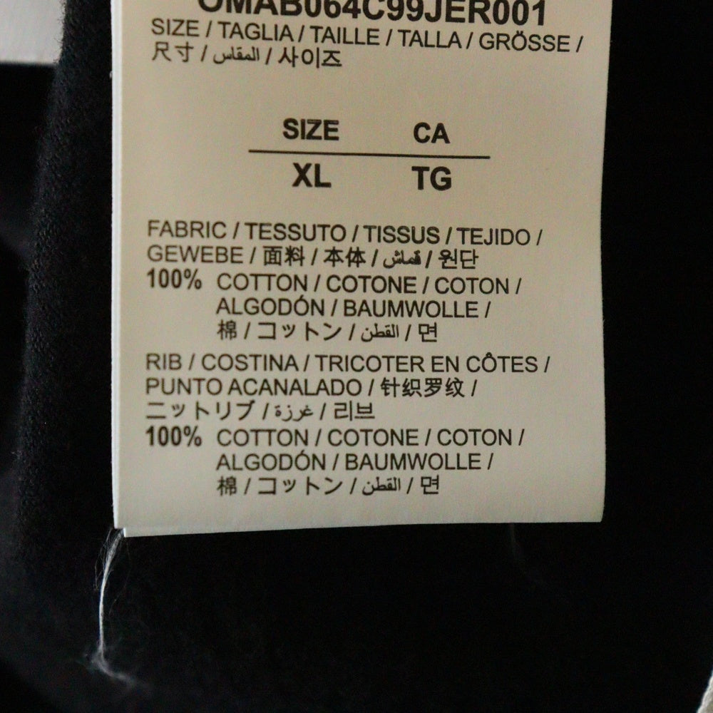 OFF-WHITE(オフホワイト) Longsleeve With Logo Print 袖プリント クルーネック 長袖Tシャツ ブラック OMAB064C99JER001