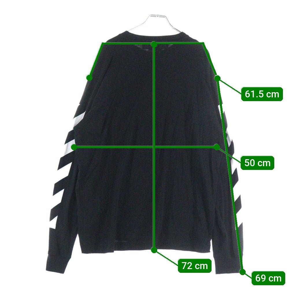 OFF-WHITE(オフホワイト) Longsleeve With Logo Print 袖プリント クルーネック 長袖Tシャツ ブラック OMAB064C99JER001