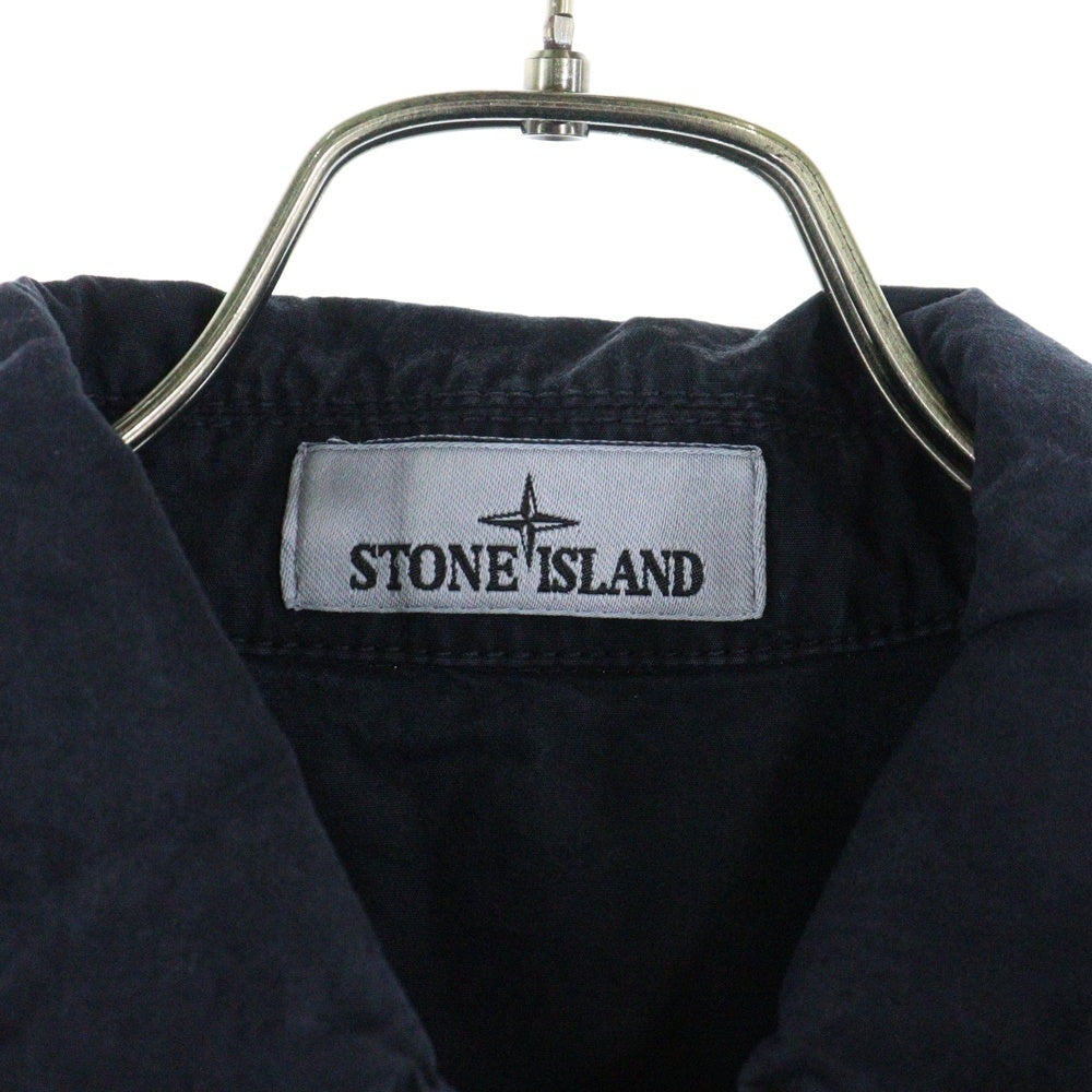STONE ISLAND(ストーンアイランド) Cotton Shirt コットン シャツジャケット ジップアップジャケット ブルゾン 袖ロゴワッペン ネイビー K1S151200032S00WN
