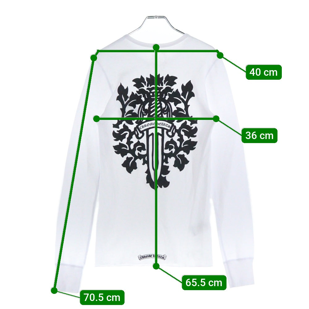 CHROME HEARTS(クロムハーツ) THERMAL L/S VINE DAGGER ヴァインダガー バックプリント サーマル 長袖Tシャツ カットソー ホワイト