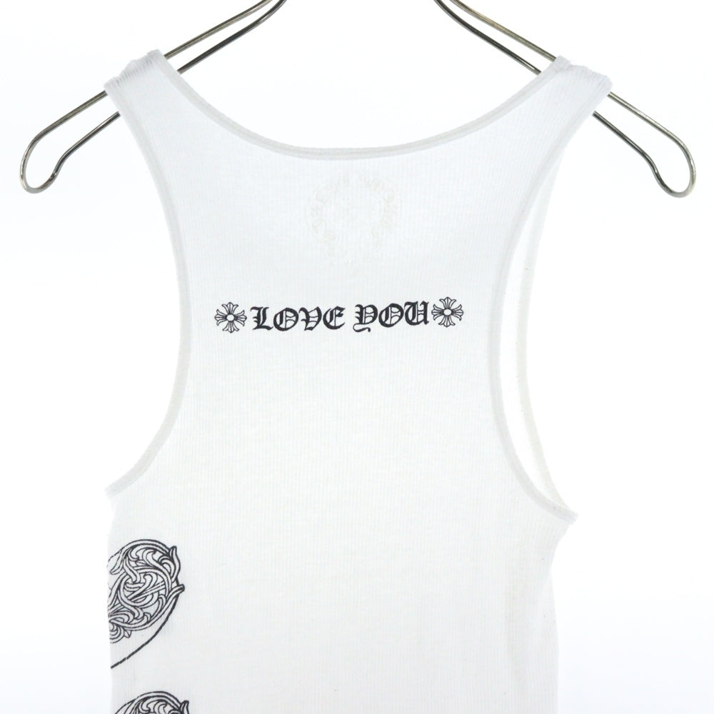 CHROME HEARTS(クロムハーツ) LOVE YOU RIB TANK WHITE オンライン限定ハートプリント タンクトップ ホワイト