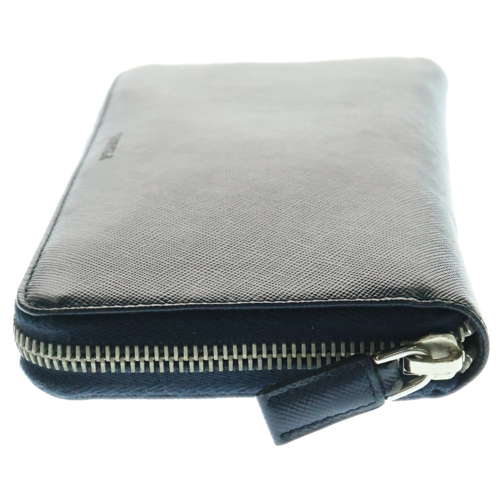PRADA(プラダ) サフィアーノ ラウンドジップ レザー ウォレット ブルー 2M1317