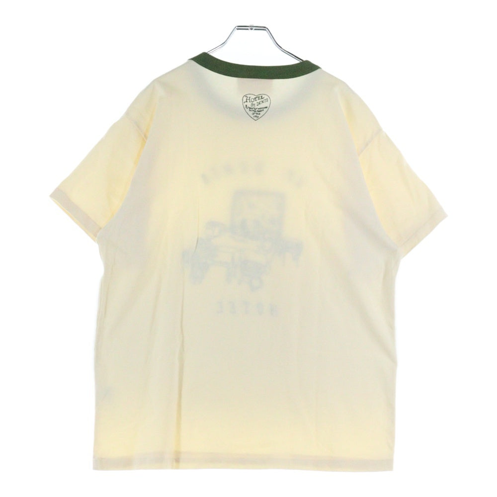 Samuel Zelig(サミュエル ゼリグ) 25SS hotel tee ホテル Tシャツ リンガーT 半袖カットソー ホワイト/グリーン