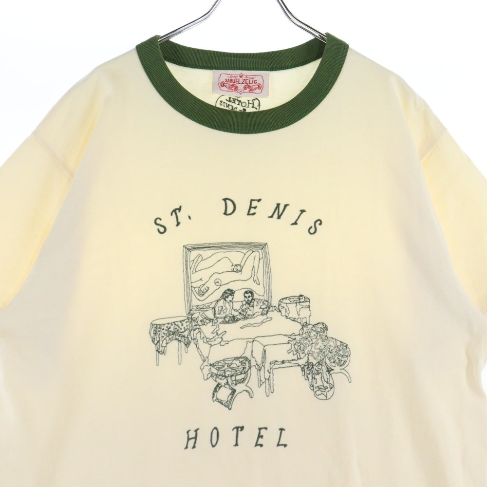 Samuel Zelig(サミュエル ゼリグ) 25SS hotel tee ホテル Tシャツ リンガーT 半袖カットソー ホワイト/グリーン