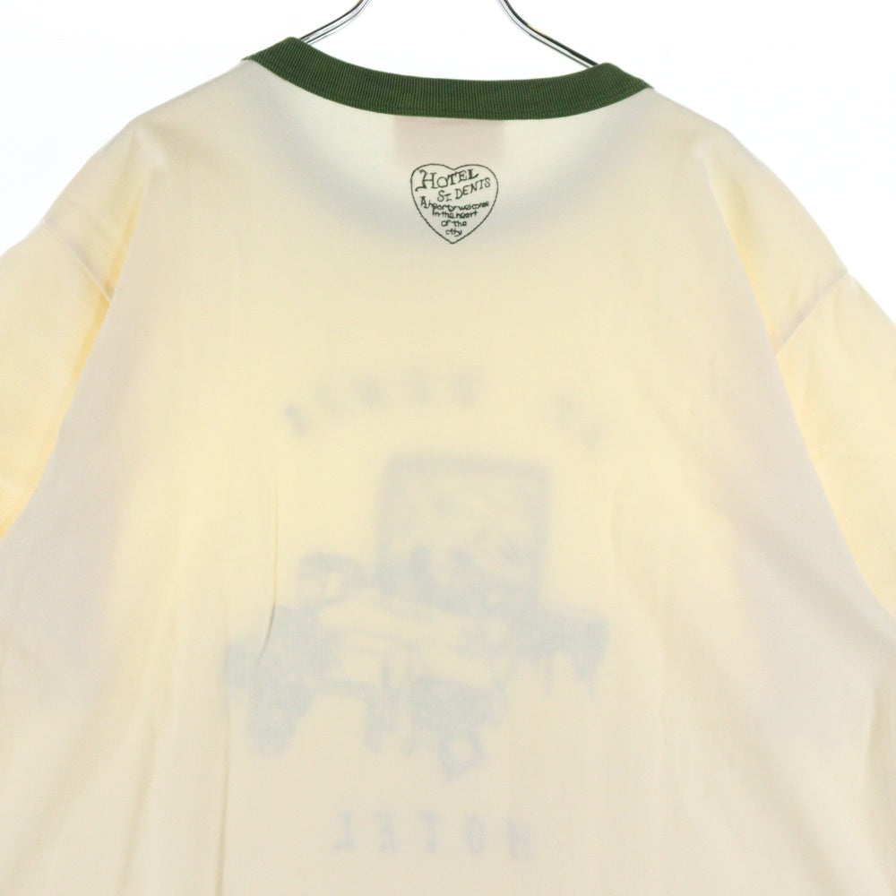 Samuel Zelig(サミュエル ゼリグ) 25SS hotel tee ホテル Tシャツ リンガーT 半袖カットソー ホワイト/グリーン