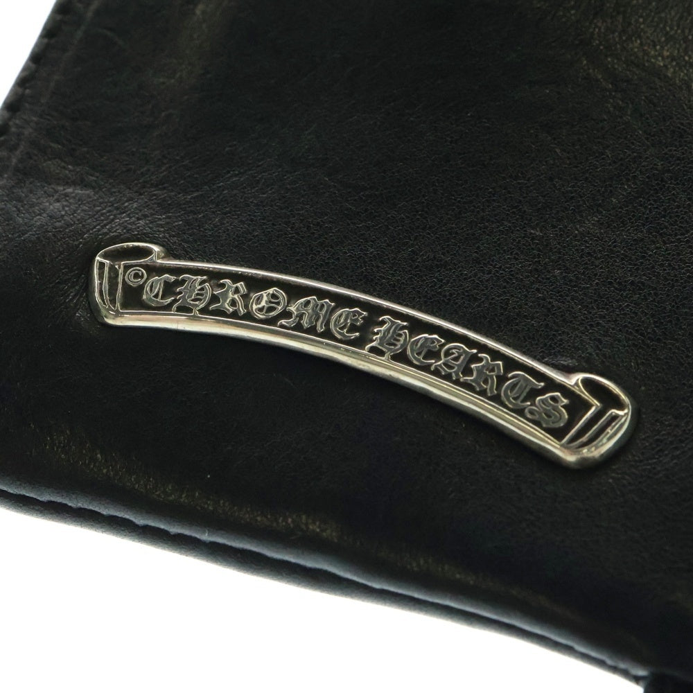 CHROME HEARTS(クロムハーツ) TINY ZIP タイニージップ クロスパッチ付き ダガージップ レザー コンパクトウォレット 財布 ブラック