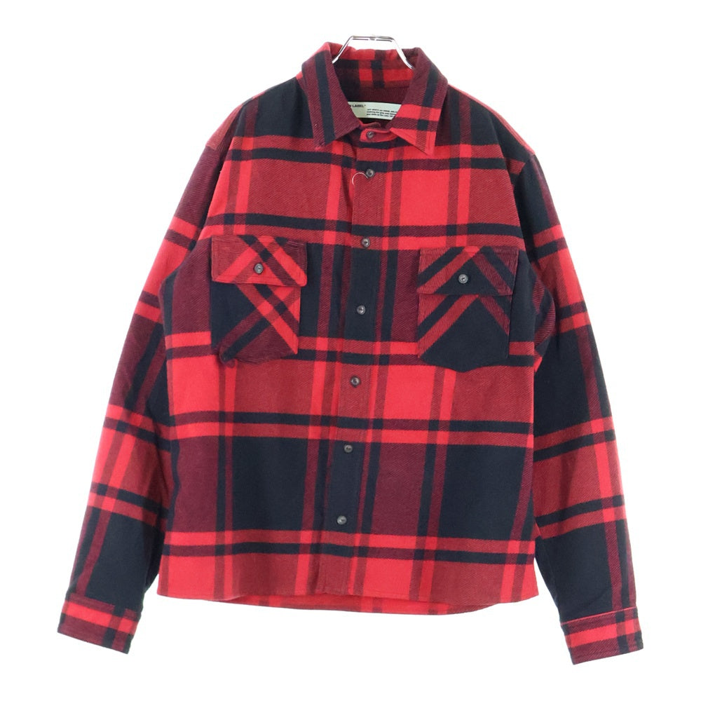 OFF-WHITE(オフホワイト) 19SS STENCIL FLANNEL SHIRT ステンシル フランネル 長袖シャツ レッド OMGA060R19C08015