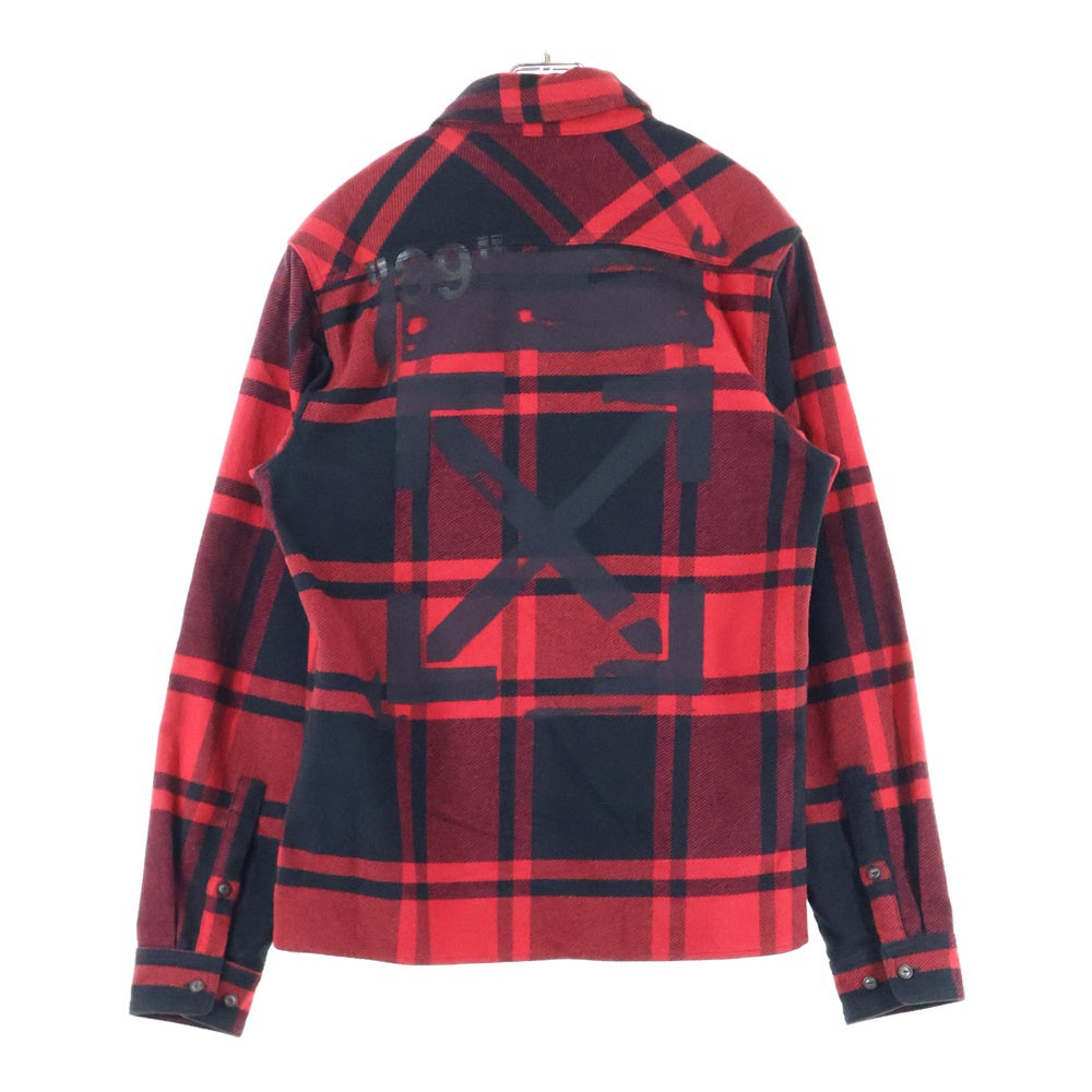 OFF-WHITE(オフホワイト) 19SS STENCIL FLANNEL SHIRT ステンシル フランネル 長袖シャツ レッド OMGA060R19C08015