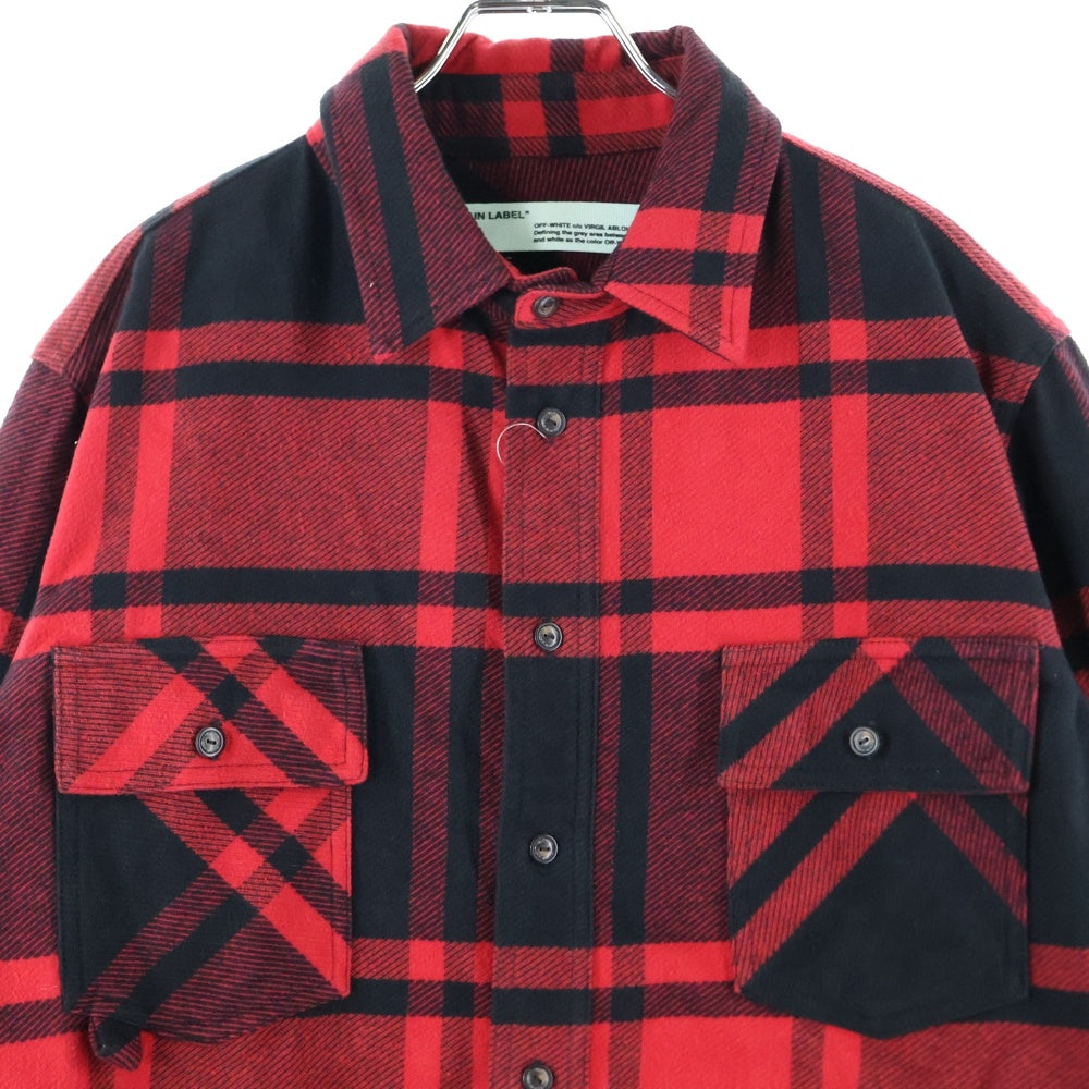 OFF-WHITE(オフホワイト) 19SS STENCIL FLANNEL SHIRT ステンシル フランネル 長袖シャツ レッド OMGA060R19C08015