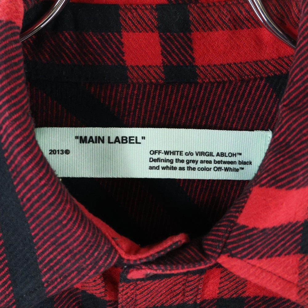 OFF-WHITE(オフホワイト) 19SS STENCIL FLANNEL SHIRT ステンシル フランネル 長袖シャツ レッド OMGA060R19C08015