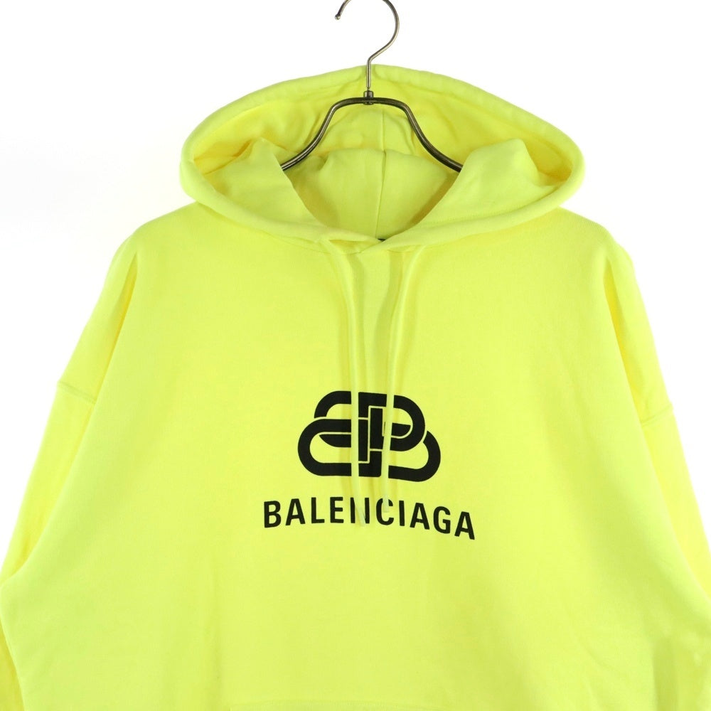 BALENCIAGA(バレンシアガ) BBロゴ フロントプリント プルオーバーパーカー イエロー 583215 TFV61