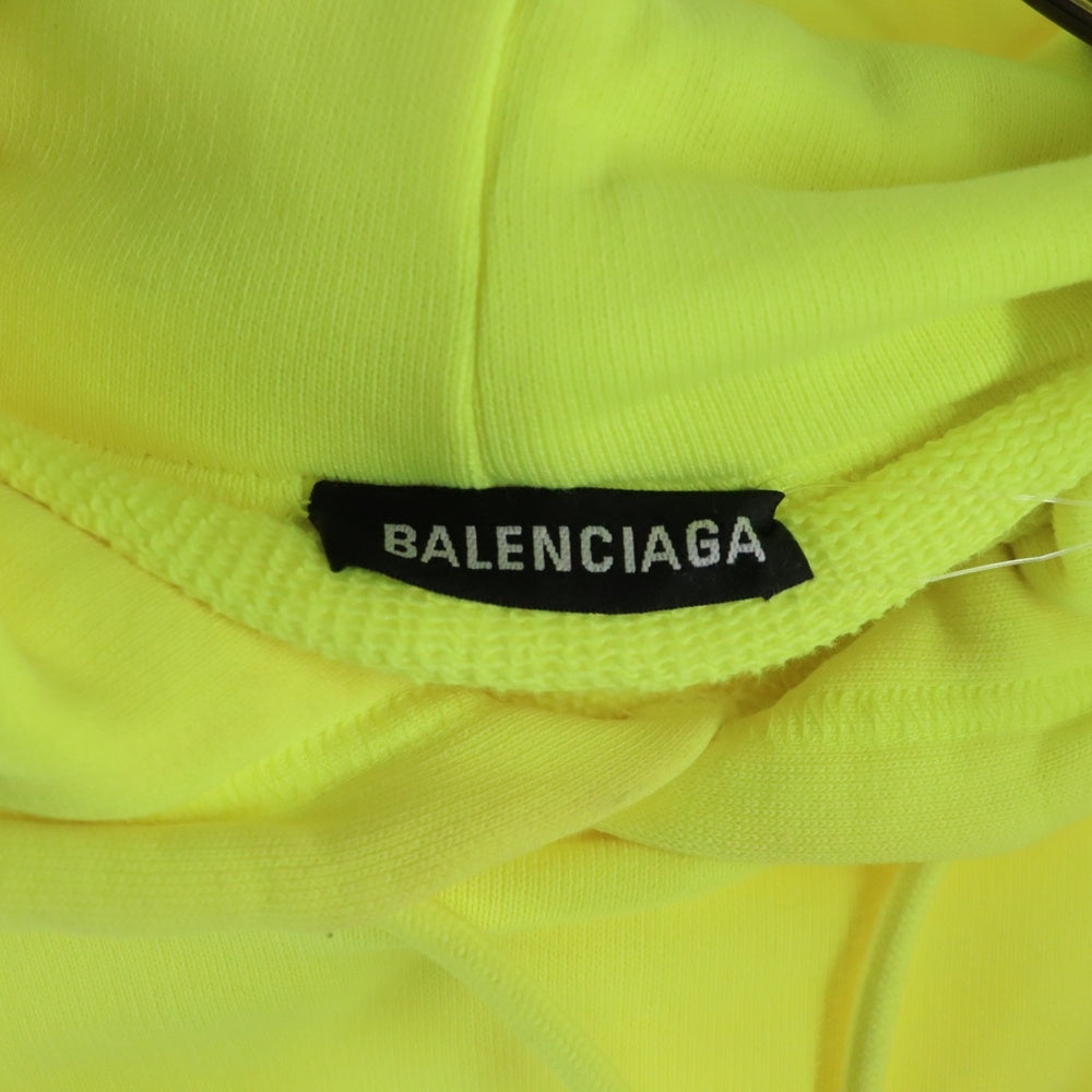 BALENCIAGA(バレンシアガ) BBロゴ フロントプリント プルオーバーパーカー イエロー 583215 TFV61