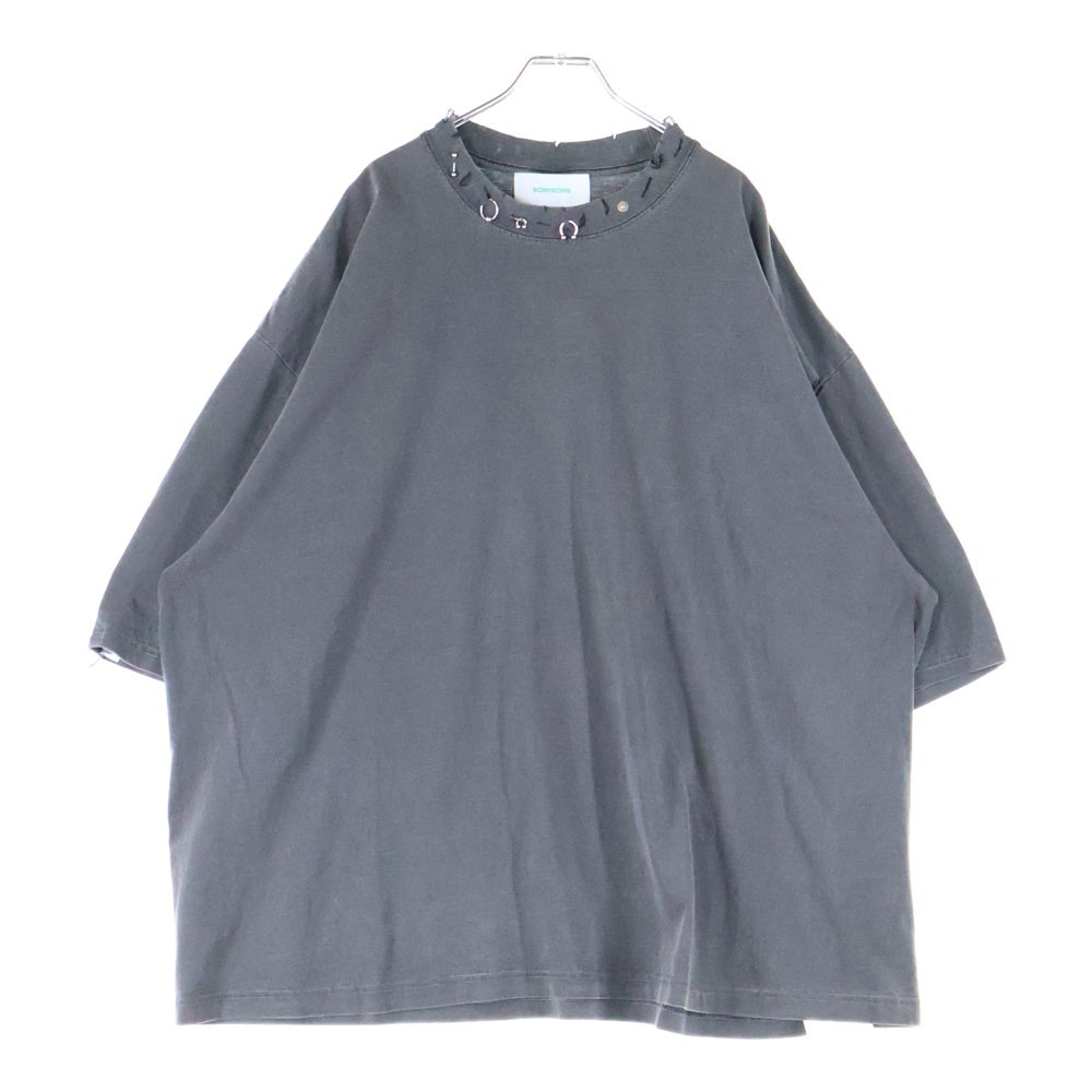 NO BRAND(ノーブランド) BODYSONG ピアッシングTシャツ 半袖カットソー コットン グレー