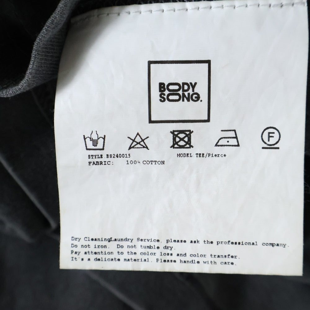 NO BRAND(ノーブランド) BODYSONG ピアッシングTシャツ 半袖カットソー コットン グレー