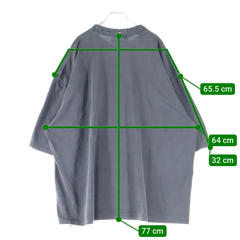 NO BRAND(ノーブランド) BODYSONG ピアッシングTシャツ 半袖カットソー コットン グレー