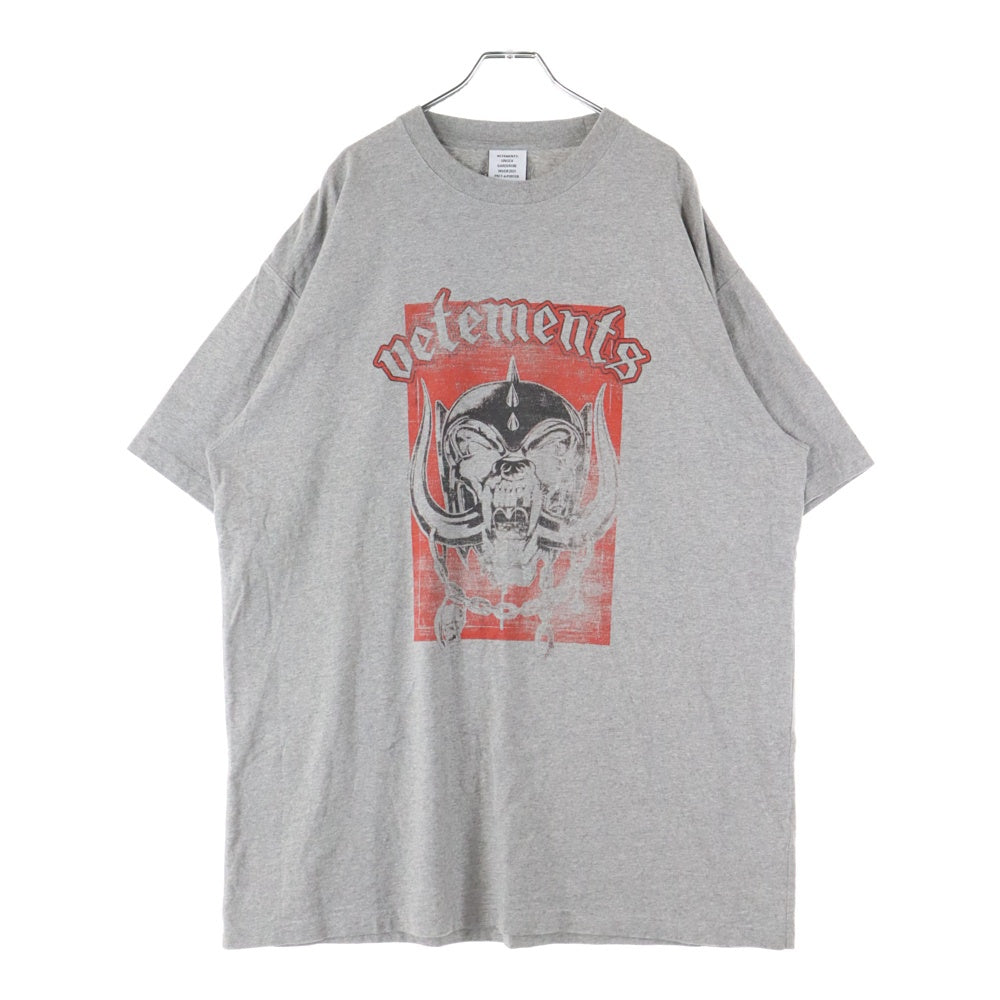 VETEMENTS(ヴェトモン) 20AW Motorhead フロント ロゴ プリント 半袖Tシャツ モータヘッド グレー UAH21TR667