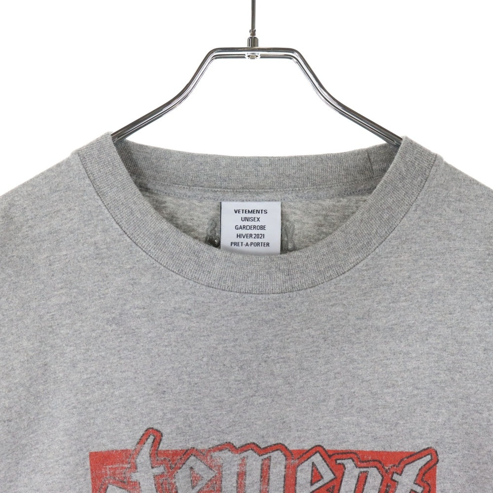 VETEMENTS(ヴェトモン) 20AW Motorhead フロント ロゴ プリント 半袖Tシャツ モータヘッド グレー UAH21TR667