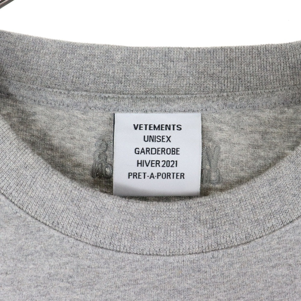 VETEMENTS(ヴェトモン) 20AW Motorhead フロント ロゴ プリント 半袖Tシャツ モータヘッド グレー UAH21TR667