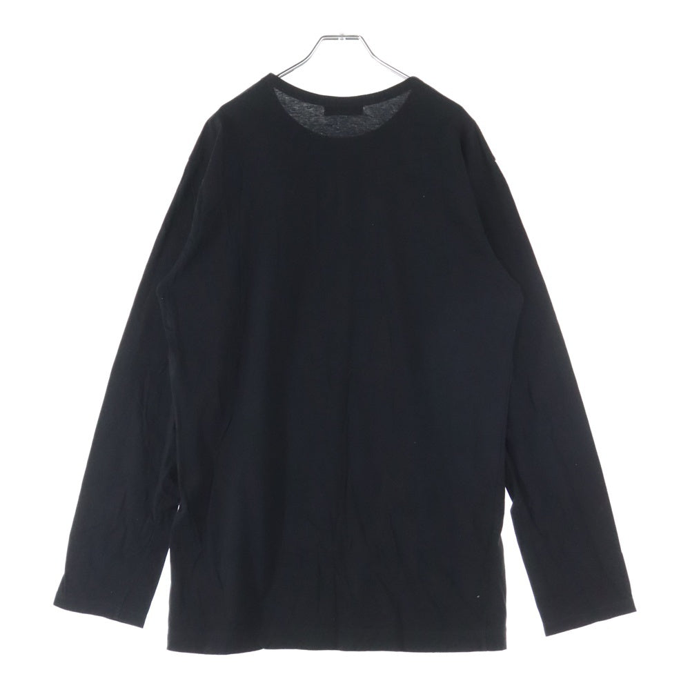 Yohji Yamamoto POUR HOMME(ヨウジヤマモト プールオム) 22AW コーマ天竺 顔料プリント ロングスリーブTシャツ 長袖カットソー フロントプリント ブラック HE-T40-084